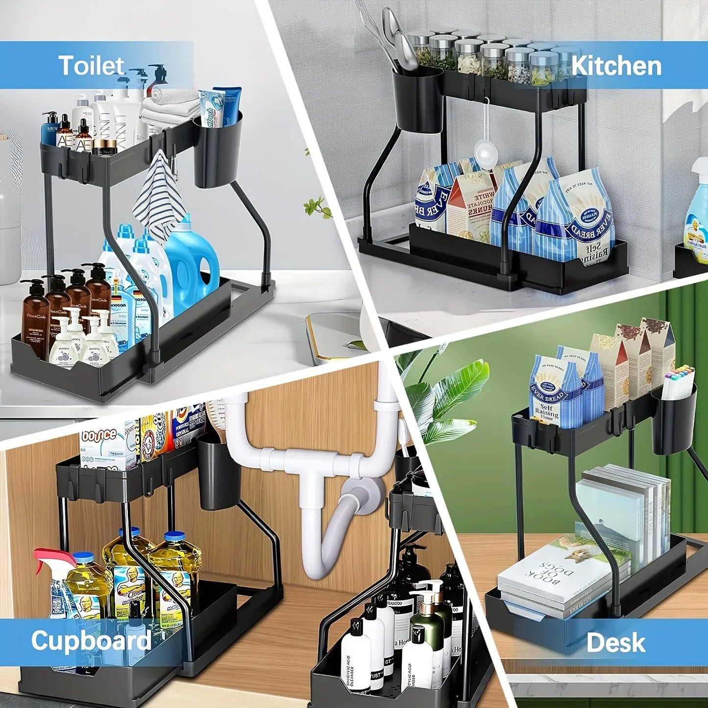 Under Sink Organiser – 2-Tier Pull-Out Storage Box