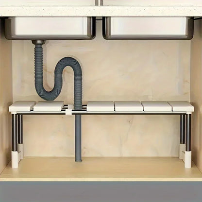 Adjustable Stainless Steel Under-Sink Organiser for Kitchen & Bathroom