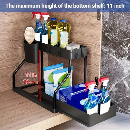 Under Sink Organiser – 2-Tier Pull-Out Storage Box