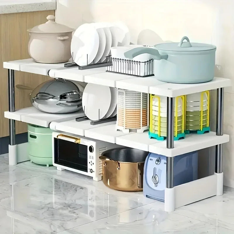 Adjustable Stainless Steel Under-Sink Organiser for Kitchen & Bathroom